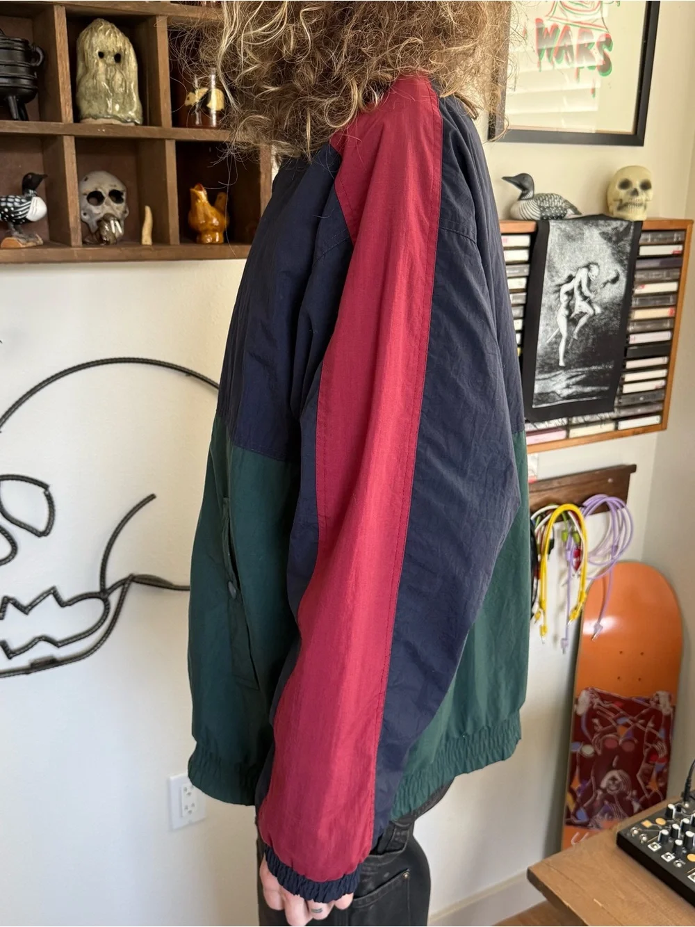 💀 SOLD 💀 Vintage 80s Izod Colorblock Lightweight Hooded Jacket ~ Size XL - Picture 4 of 9